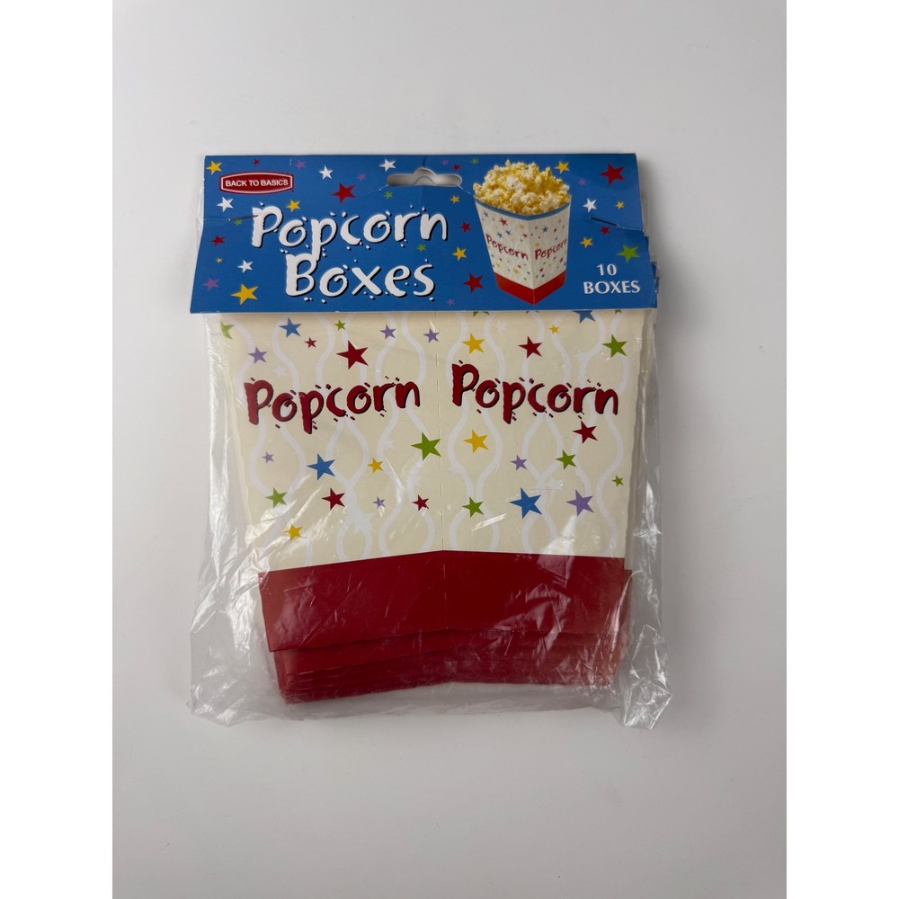 Popcorn Boxes 10 Pack Star Pattern Movie Night Carnival